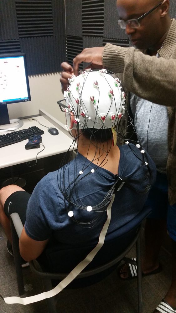 EEG data collection session in the lab